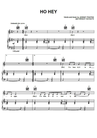 The Lumineers  score for Piano