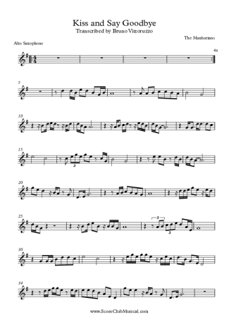 The Manhattans  score for Alto Saxophone