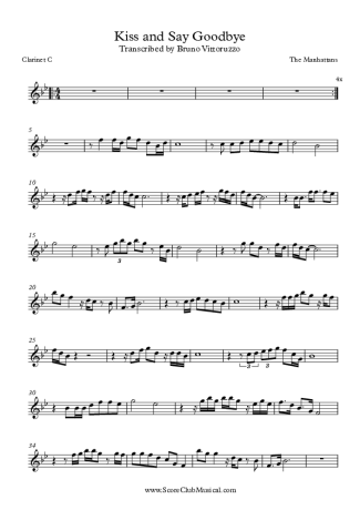 The Manhattans Kiss and Say Goodbye score for Clarinet (C)