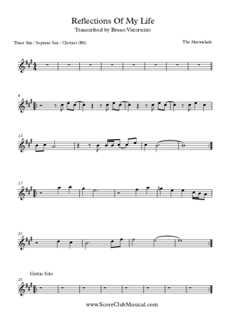 The Marmalade Reflections Of My Life score for Clarinet (Bb)