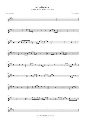 The Monkees I´m A Believer score for Clarinet (Bb)
