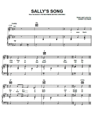 The Nightmare Before Christmas Sallys Song score for Piano