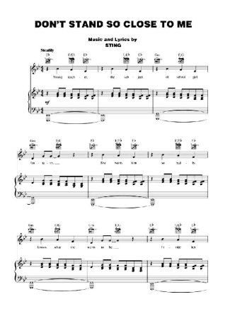 The Police Dont Stand So Close To Me score for Piano