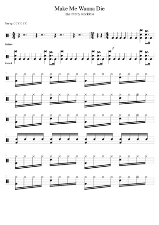 The Pretty Reckless - Make Me Wanna Die Make Me Wanna Die score for Drums