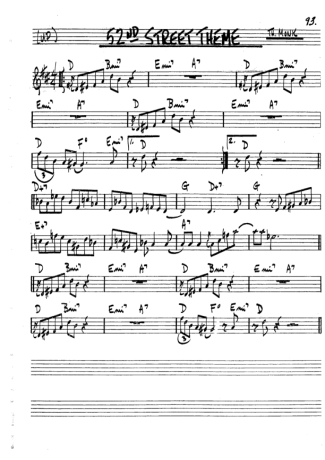 The Real Book of Jazz 52 Street Theme score for Tenor Saxophone Soprano (Bb)