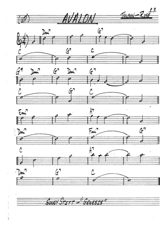 The Real Book of Jazz Avalon score for Tenor Saxophone Soprano (Bb)