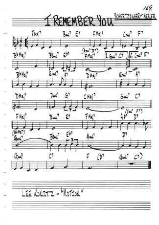 The Real Book of Jazz I Remember You score for Clarinet (C)