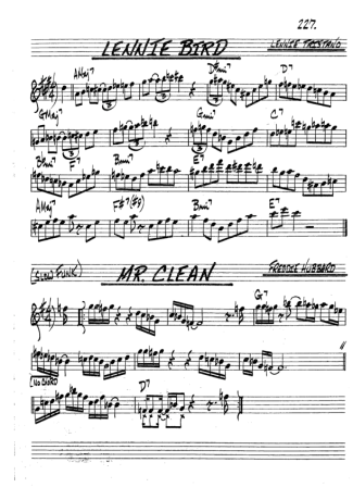 The Real Book of Jazz Lennie Bird score for Tenor Saxophone Soprano (Bb)