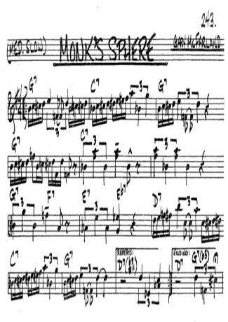 The Real Book of Jazz Monks Sphere score for Clarinet (Bb)