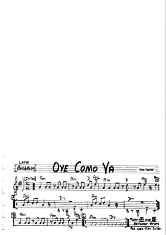 The Real Book of Jazz Oye Como Va score for Clarinet (C)