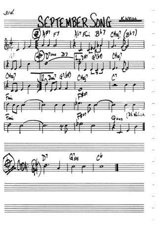 The Real Book of Jazz September Song score for Clarinet (C)