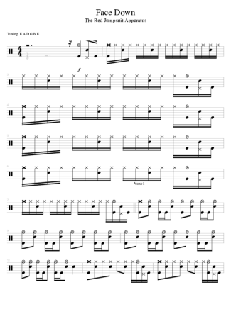 The Red Jumpsuit Apparatus Face Down score for Drums