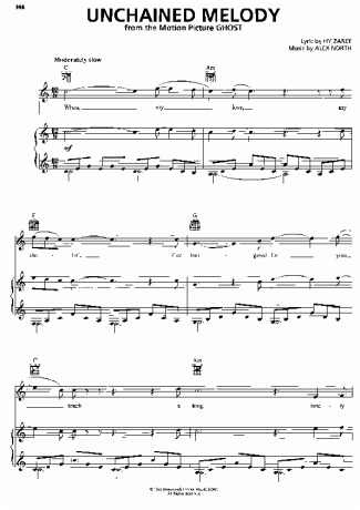 The Righteous Brothers Unchained Melody score for Piano
