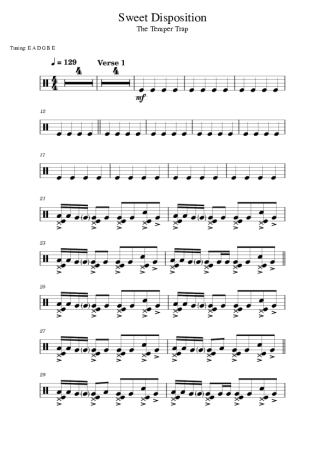 The Temper Trap Sweet Disposition score for Drums