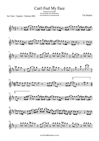 The Weeknd Can´t Feel My Face score for Clarinet (Bb)
