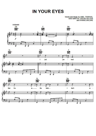 The Weeknd In Your Eyes score for Piano