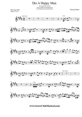 Thomas Rhett  score for Alto Saxophone