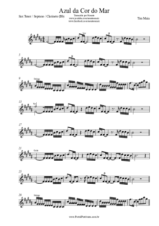 Tim Maia Azul Da Cor Do Mar score for Tenor Saxophone Soprano (Bb)
