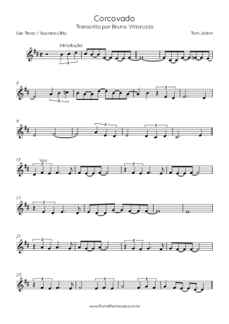 Tom Jobim Corcovado score for Tenor Saxophone Soprano (Bb)