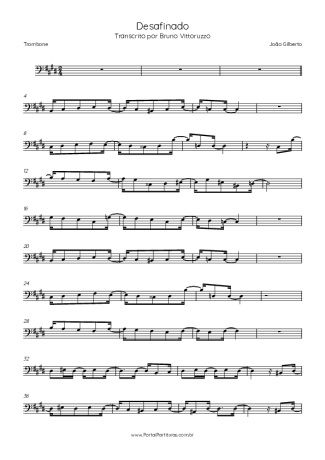 Tom Jobim Desafinado score for Trombone