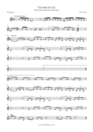 Tom Jobim  score for Clarinet (C)