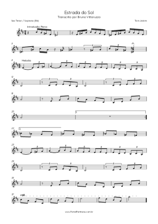 Tom Jobim Estrada Do Sol score for Tenor Saxophone Soprano (Bb)