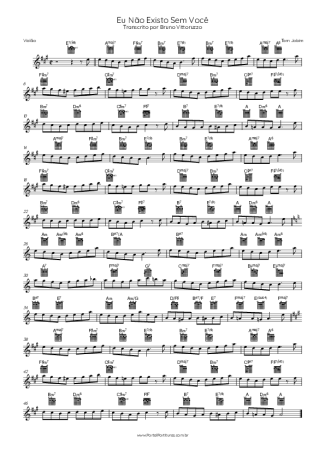 Tom Jobim Eu Não Existo Sem Você score for Acoustic Guitar