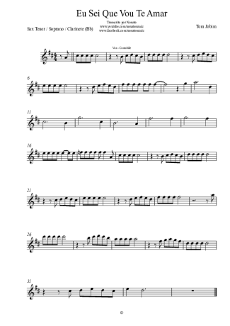 Tom Jobim Eu Sei Que Vou Te Amar score for Clarinet (Bb)