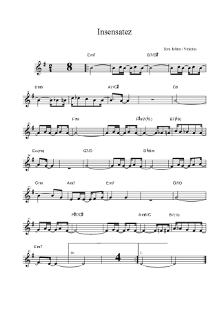 Tom Jobim Insensatez score for Alto Saxophone
