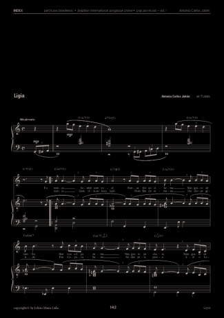 Tom Jobim Ligia score for Piano
