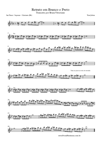 Tom Jobim Retrato Em Branco E Preto score for Clarinet (Bb)