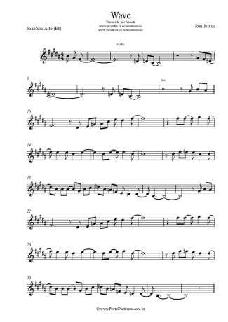 Tom Jobim Wave score for Alto Saxophone