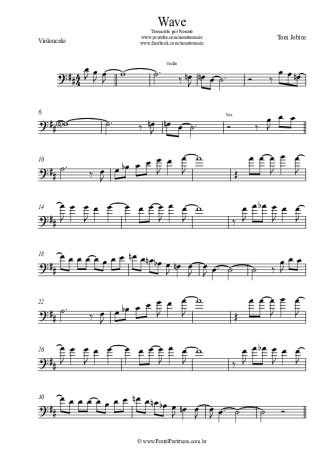 Tom Jobim Wave score for Cello