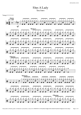 Tom Jones She´s A Lady score for Drums
