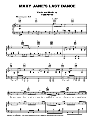 Tom Petty  score for Piano