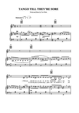 Tom Waits  score for Piano