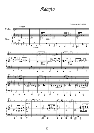 Tomaso Albinoni  score for Piano