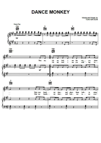 Tones and I  score for Piano