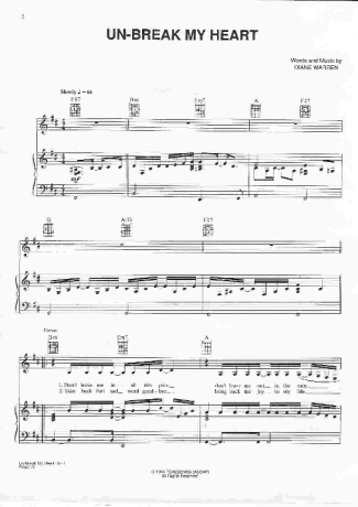 Toni Braxton  score for Piano
