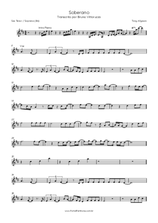 Tony Allysson Soberano score for Tenor Saxophone Soprano (Bb)