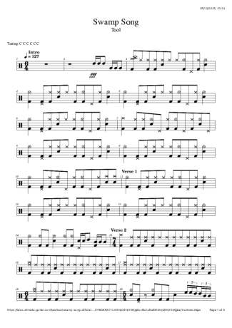 Tool Swamp Song score for Drums