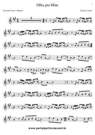 Toque no Altar Olha Pra Mim score for Clarinet (Bb)