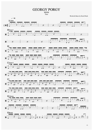 Toto Georgy Porgy score for Drums