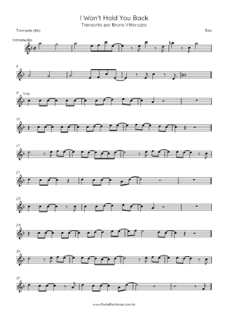 Toto I Won´t Hold You Back score for Trumpet
