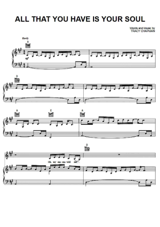 Tracy Chapman All That You Have Is Your Soul score for Piano