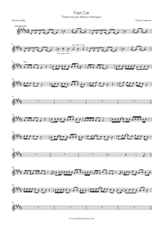 Tracy Chapman  score for Clarinet (Bb)