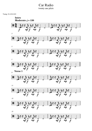 Twenty One Pilots Car Radio score for Drums