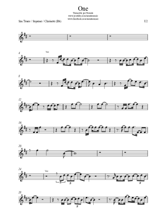 U2 One score for Tenor Saxophone Soprano (Bb)
