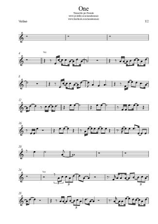 U2  score for Violin