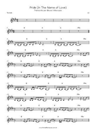 U2 Pride (In The Name Of Love) score for Keyboard